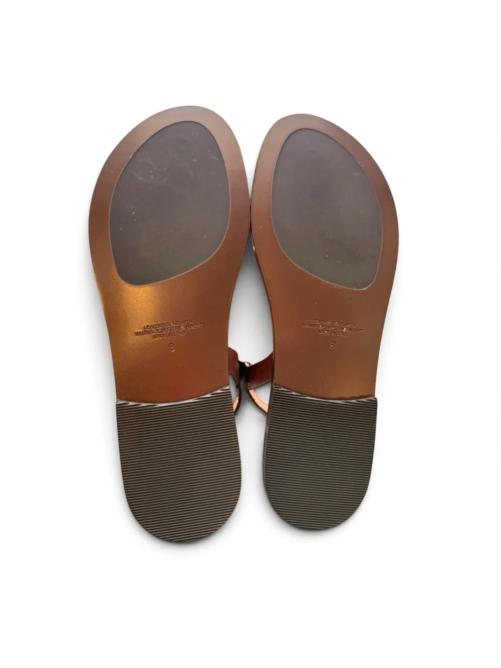 NWOT Garnet Hill Brown Leather T-Strap Sandals